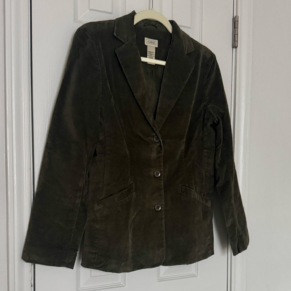 L.L. Bean Vintage Dark Olive Suede Blazer